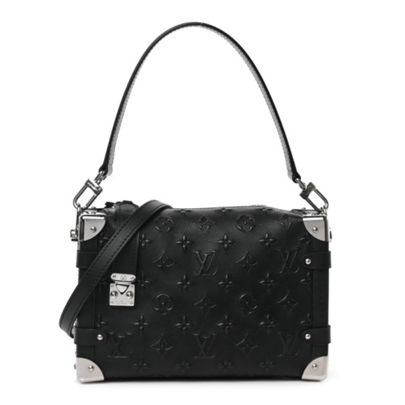 Louis Vuitton Black Calfskin Debossed Monogram Side Trunk - Picture 1 of 3